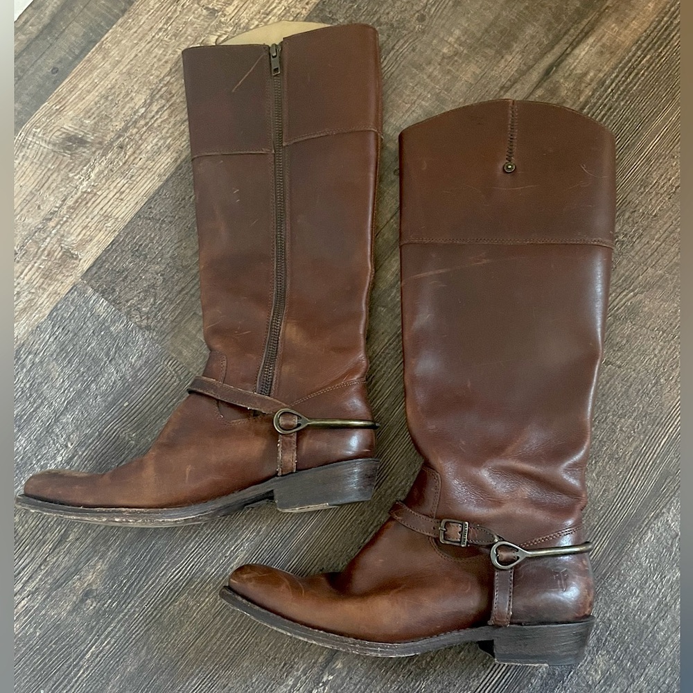 Frye Leather Riding Stirrup Boot Chocolate Brown Size 7
